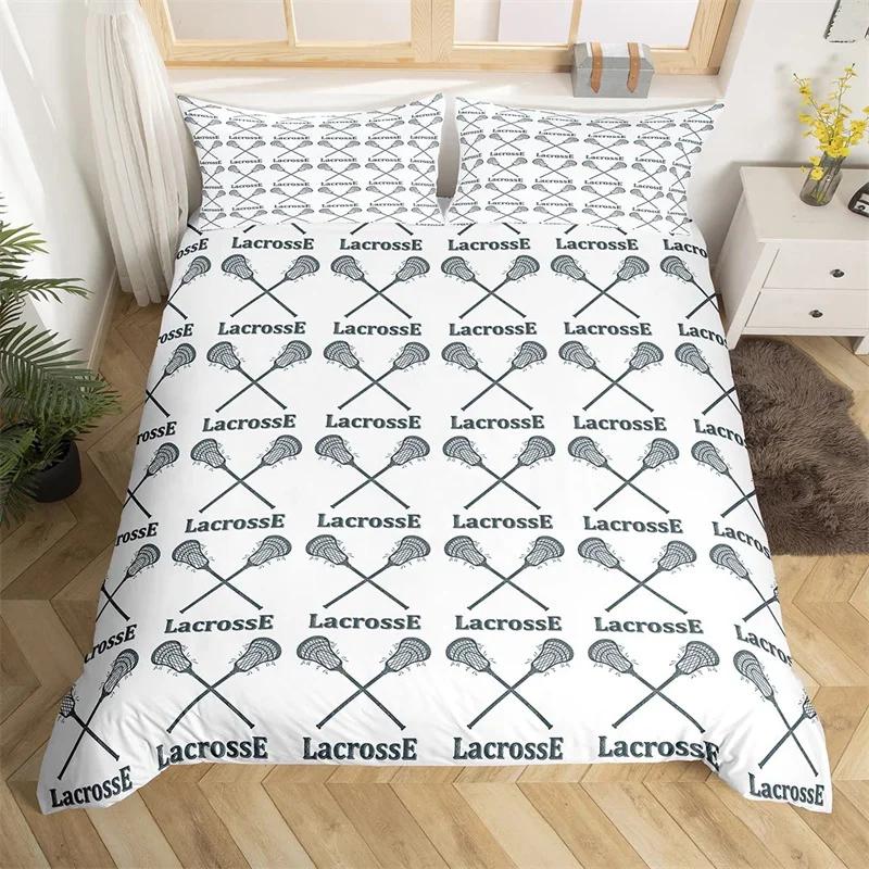 

Lacrose Soft Duvet Cover Sports Theme Beding Set Single Quen For Young Boys Gilrs Polyester Lacrose Player Games Warm Comforter Cover Set 120*200cm Single