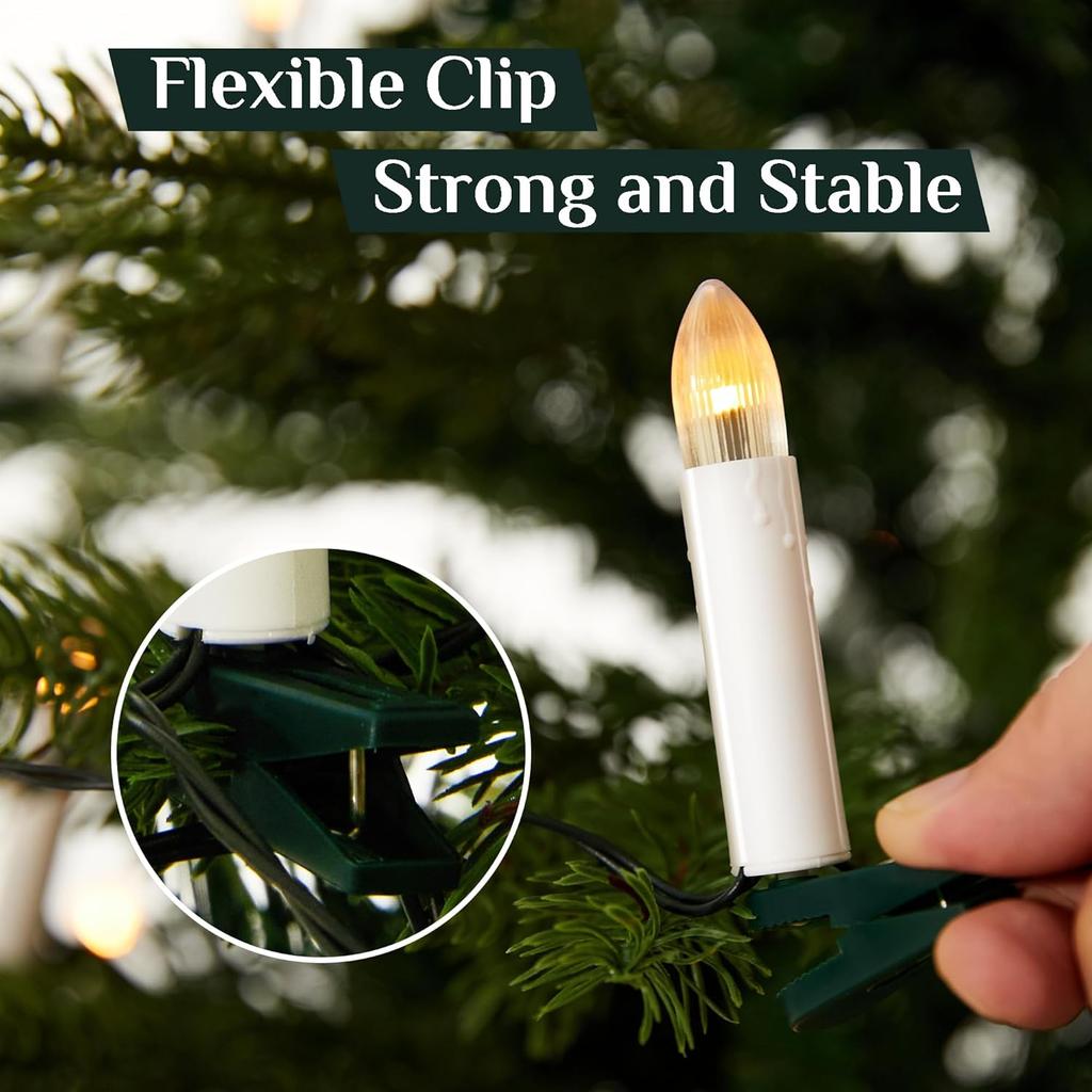 50 Pcs Christmas Flameless Candles Lights, 2022 New Candle Lights with 3 Color & 10-Mode Remote Control, 3D Flickering LED Candle String Lights for