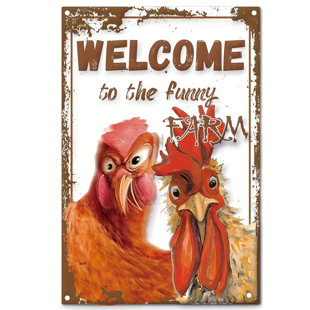 Vintage aluminiumskyltar för kycklingfarm för mysig kaféinredning