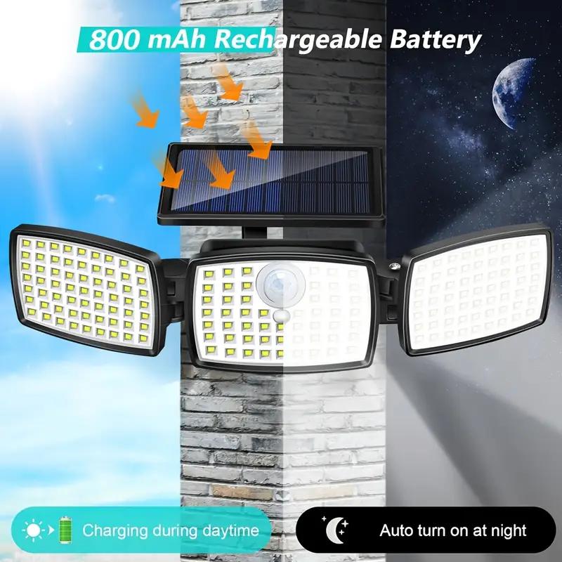 2 Pack 179 LED Solar Wall Lamp with Motion Sensor 3 Lighting Modes Waterproof Outdoor Solar Security Floodlight for Patio Garden