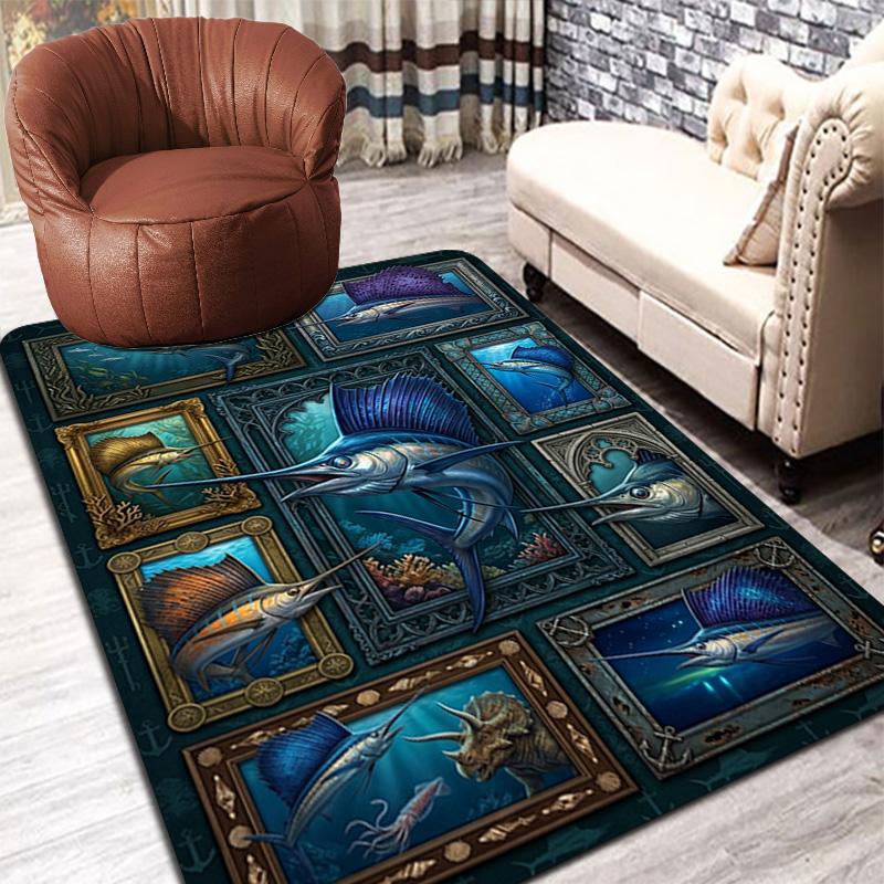 Marine Life Collection Pattern Rug Floor Mat for Living Room or Bedroom Soft and Comfortable Carpet a Gift for Birthday and Holiday.