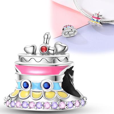Breloques Originales Artisanat Cuivre Vibrantes Et Mignonnes Perle Gâteau Pendentif S'adapte aux Bracelets Charms Plata Idéal Pour la Fabrication de Bijoux DIY pour Femmes