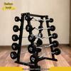 Rubber Coated Barbell Set with Rack