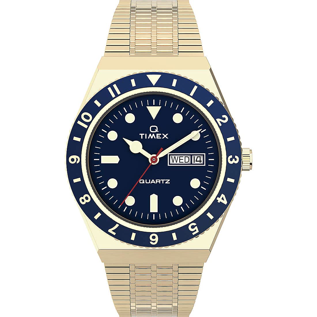 

Timex Men s Analog Watch Q Reissue with Stainless Steel Strap, Gold/Blue, TW2U62000-AMZUK.