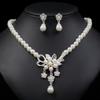 3-piece Zircon Set, Floral Women's Pearl Earrings, Necklace Decoration Suitable for Women To Attend Parties