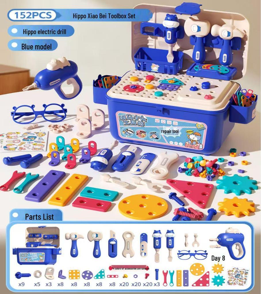 Kids' Pretend Play Repair Tool Box with Electric Drill and Screws