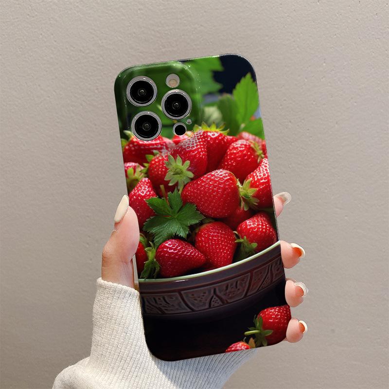Fruit Fresh Red Strawberry for IPhone 15 Case Film 14 Promax for Apple Phone Case Protective Cover