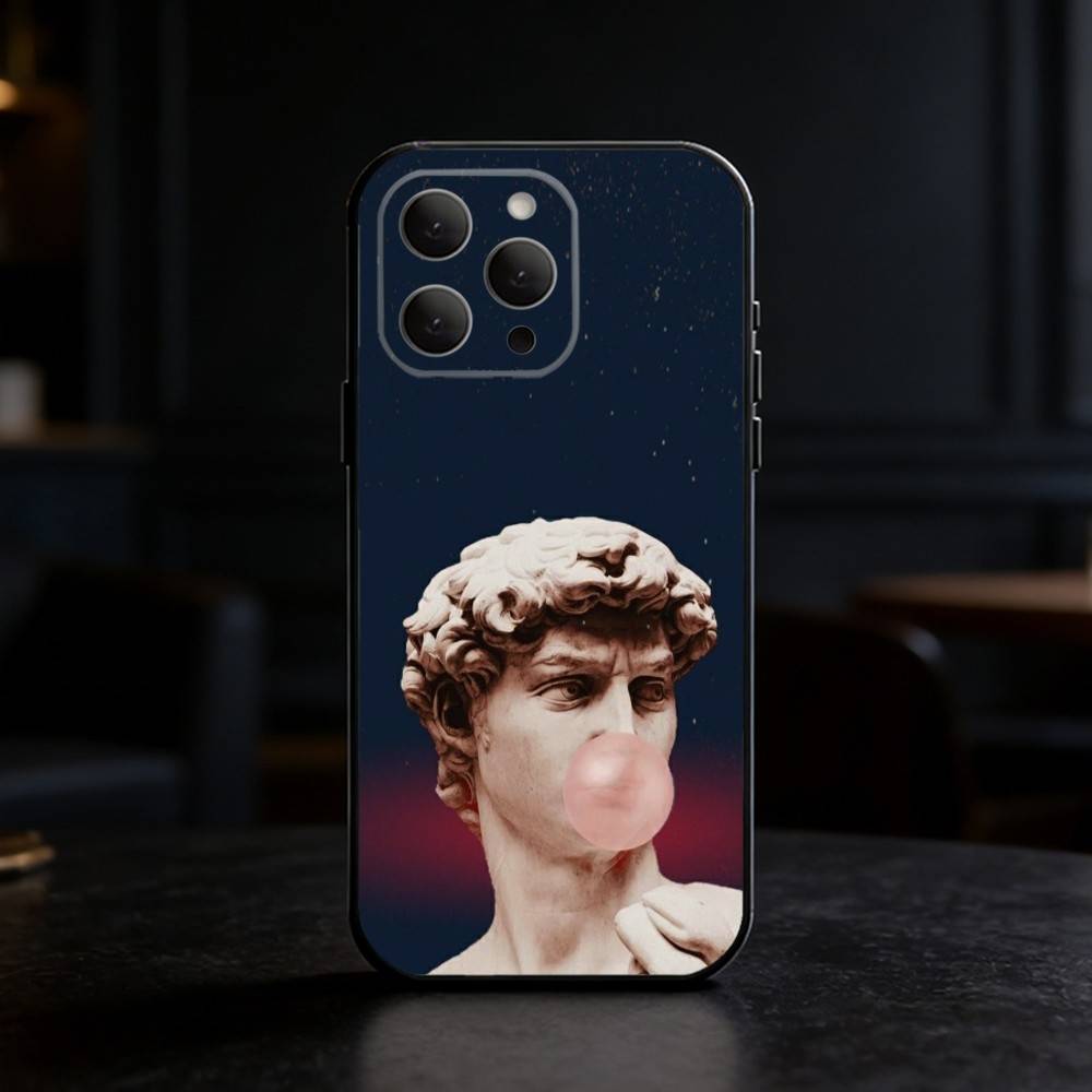 Art Aesthetic David Eyes Phone Case For iPhone 17,16,15,14,13,12,11 Plus,Pro,Max,Mini Silicone Black Soft Cover