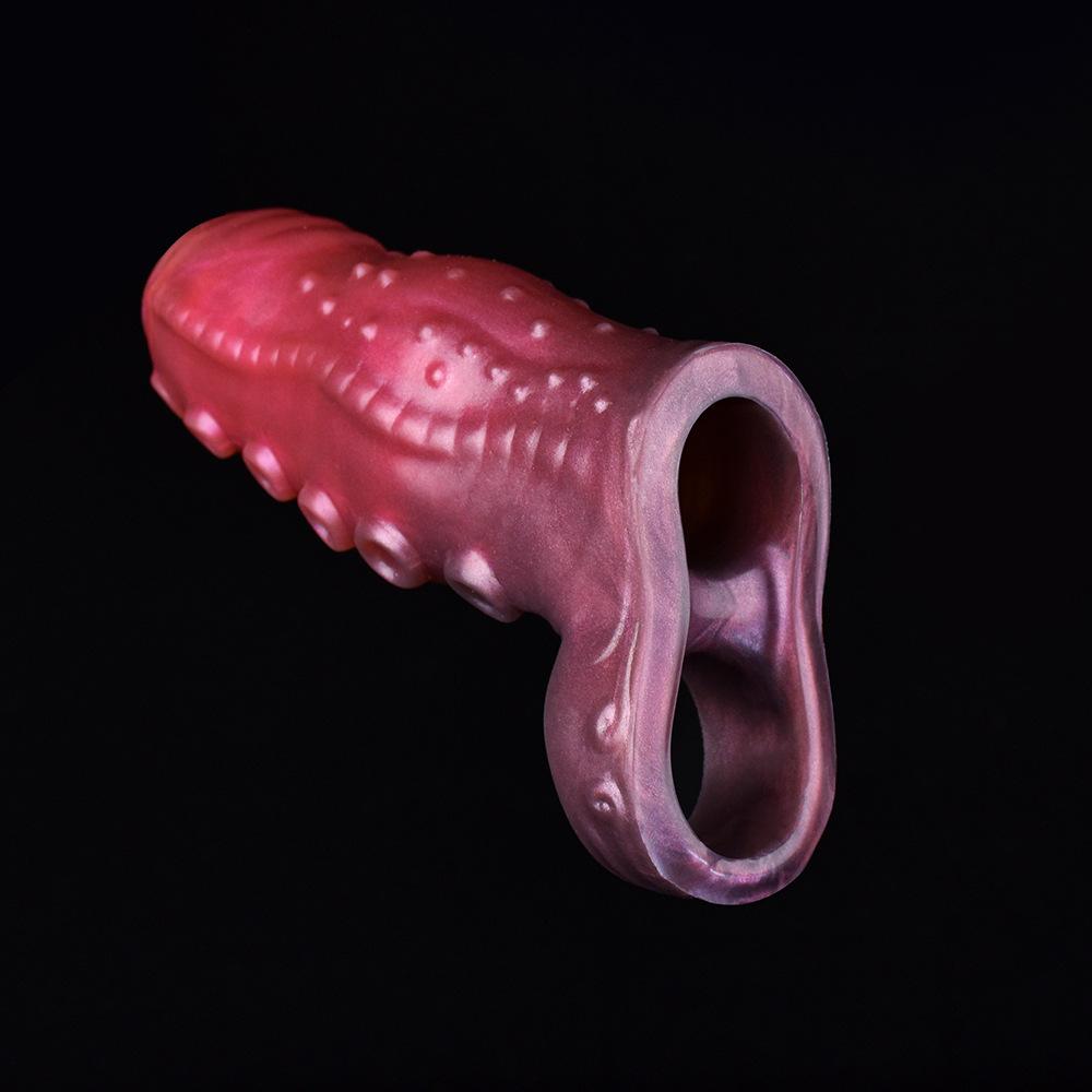 Penis Sleeve with Cock Ring, Male Sex Toys Enhance Male Stamina, Reusable Penis Extender, Stretchy Silicone Ring for Enlargement and Prolongation