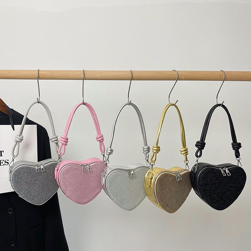 Mote Paljett Hjerteform Skulderveske Kjedestropp Crossbody Vesker For Kvinner Daglig Bruk Damehåndvesker Og Lommebøker