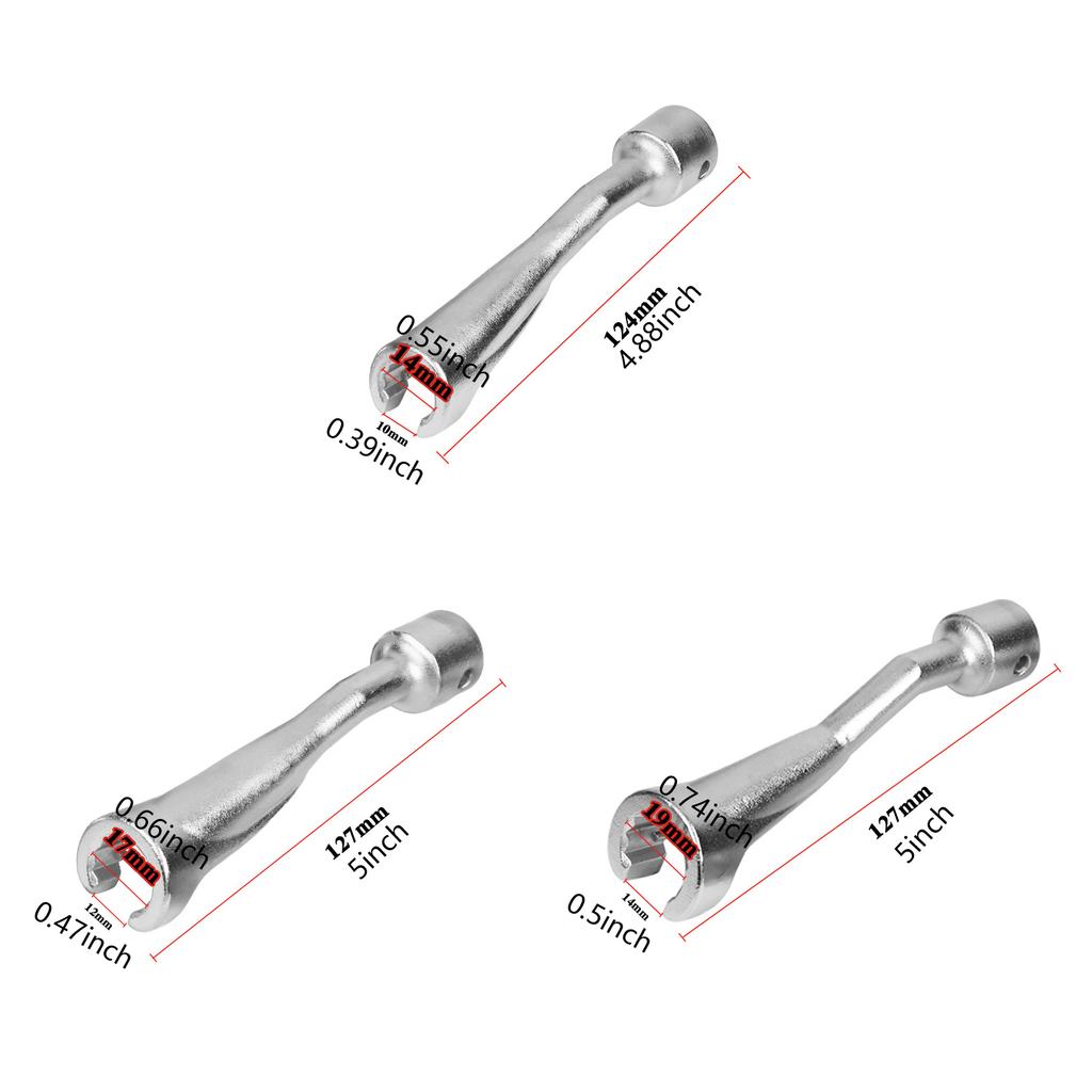 Professional 14mm/17mm/19mm Injector Pipe Wrench Suitable for Mechanics and DIY Enthusiasts Steel Build Ergonomic Design