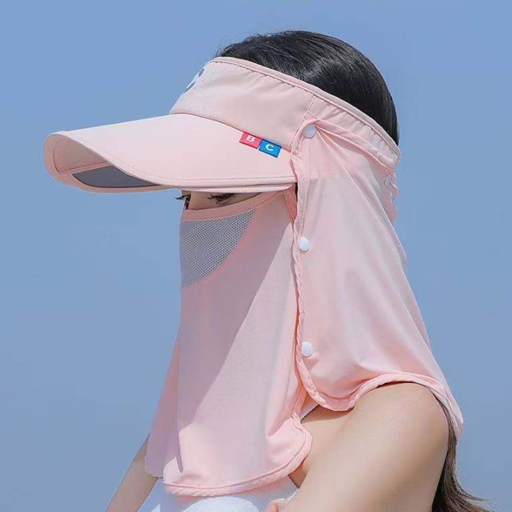 Solid Color Ice Silk Visor Cap Detachable Neck Protection Hat Top Air Cap Anti-UV Sun Visor  Spring