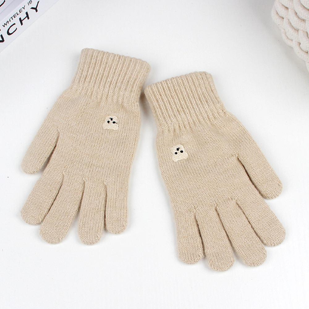 Solid Color Touch Screen Gloves Bear Cycling Gloves Cute Winter Knitted Gloves  Women