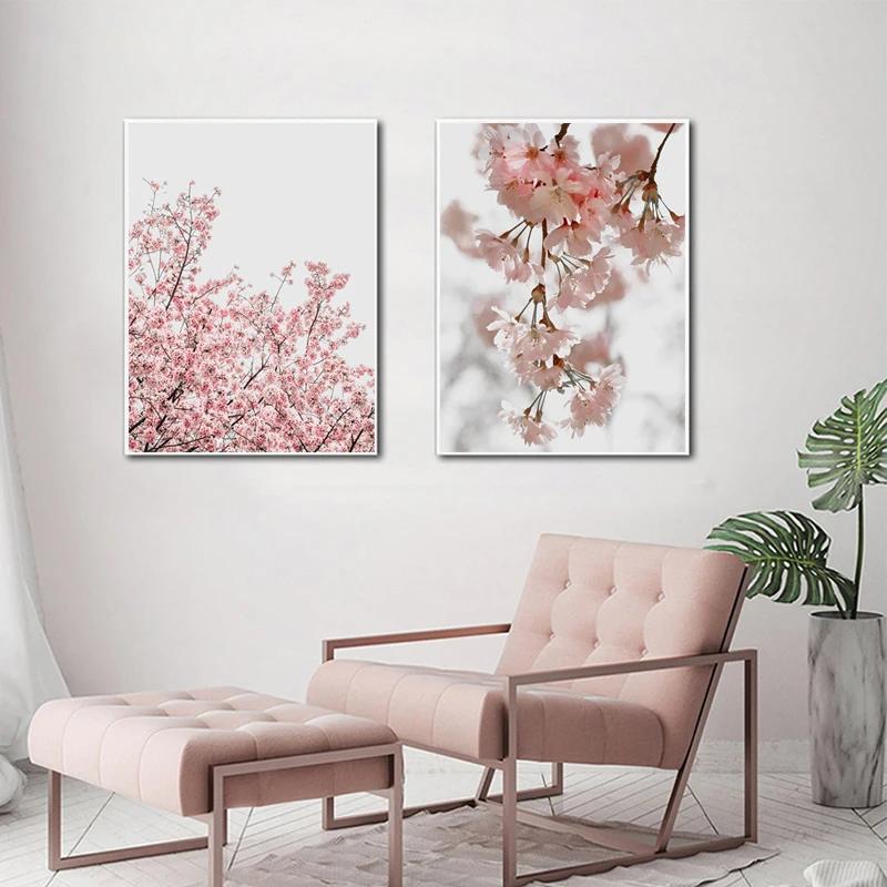 Pink Flower Petals Romantic Wall Decoration Painting Sea Beach Poster and Prints  Wall Art Canvas Living Room Frameless