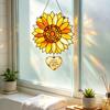 Acrylic Hanging Ornament Stained Glass Style Sunflower Pendant, Floral Wall Art with Metal Thoughtful Souvenir Gift Chain, for Home Garden Window
