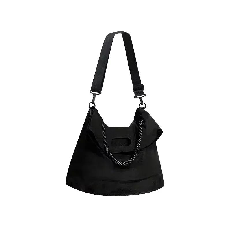 

New Large Capacity Crossbody Bag Solid Color Oxford Nylon Shoulder Messenger Bag Casual Tote Bag for School Commute Handbags чёрный