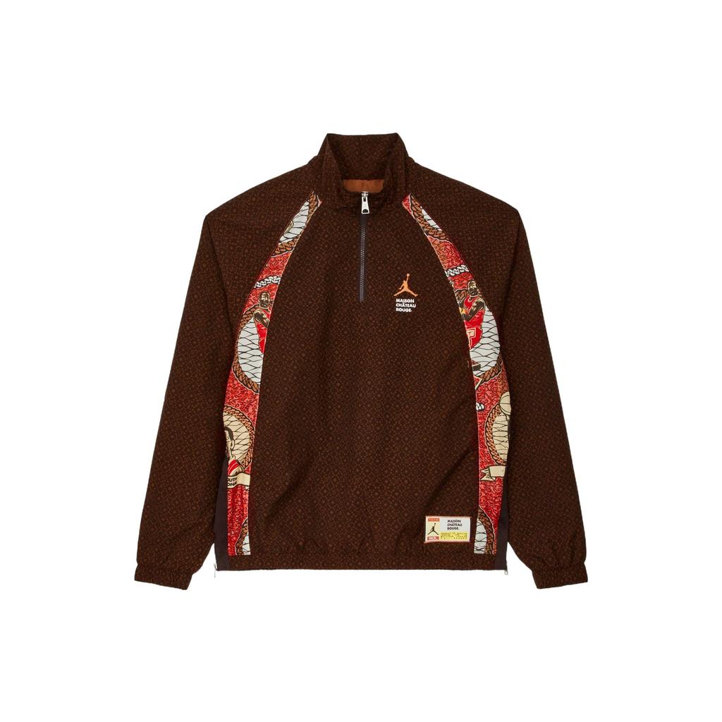 Jordan X Maison Chateau Rouge Printed Patchwork Half-Zip Stand Collar Jacket Men Jackets Light-Tan DO4162-226