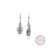 Authentic 925 Sterling Silver Acorn & Leaf Hoop Earrings for Women Clear CZ Ear Rings Fashion Jewelry