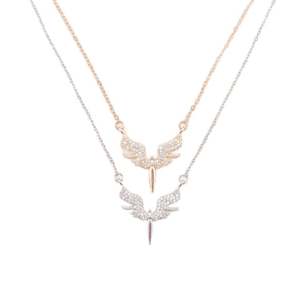 S925 Silver Diamond Bird Pendant Double Chain Necklace - European & American Style, Sparkling Light Luxury for Women