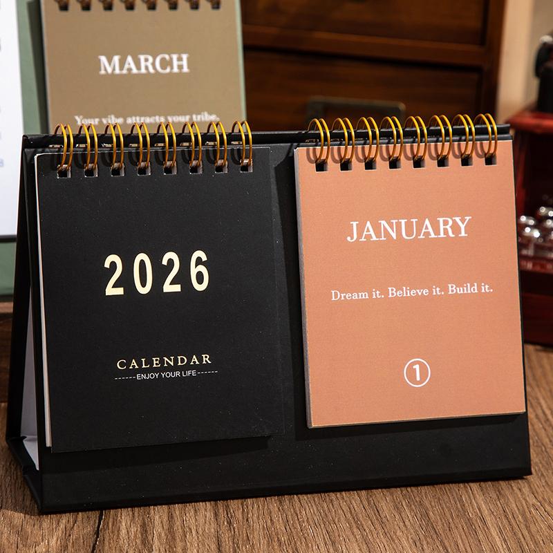 2026 Desk Calendar Mini Portable Simple English Handmade Desktop Decoration Office Daily Record Study Decor Desk Accessories