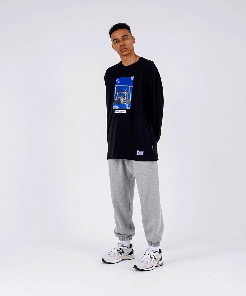 ALL DAY HOOPS The Basket Oversized Long Sleeve T-Shirt Black