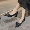 WD Skirt French Thick Heeled Pointed Toe Pumps for Women - 2024 Autumn Collection, Sizes 35-41