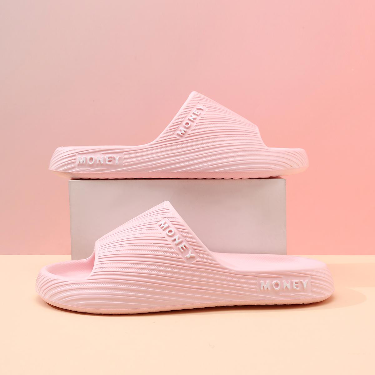 

Модные мягкие домашние тапочки для пар, летние домашние нескользящие тапочки для ванной, сандалии для отелей, однотонные мужские и женские шлепанцы на плоской подошве 44-45 розовый