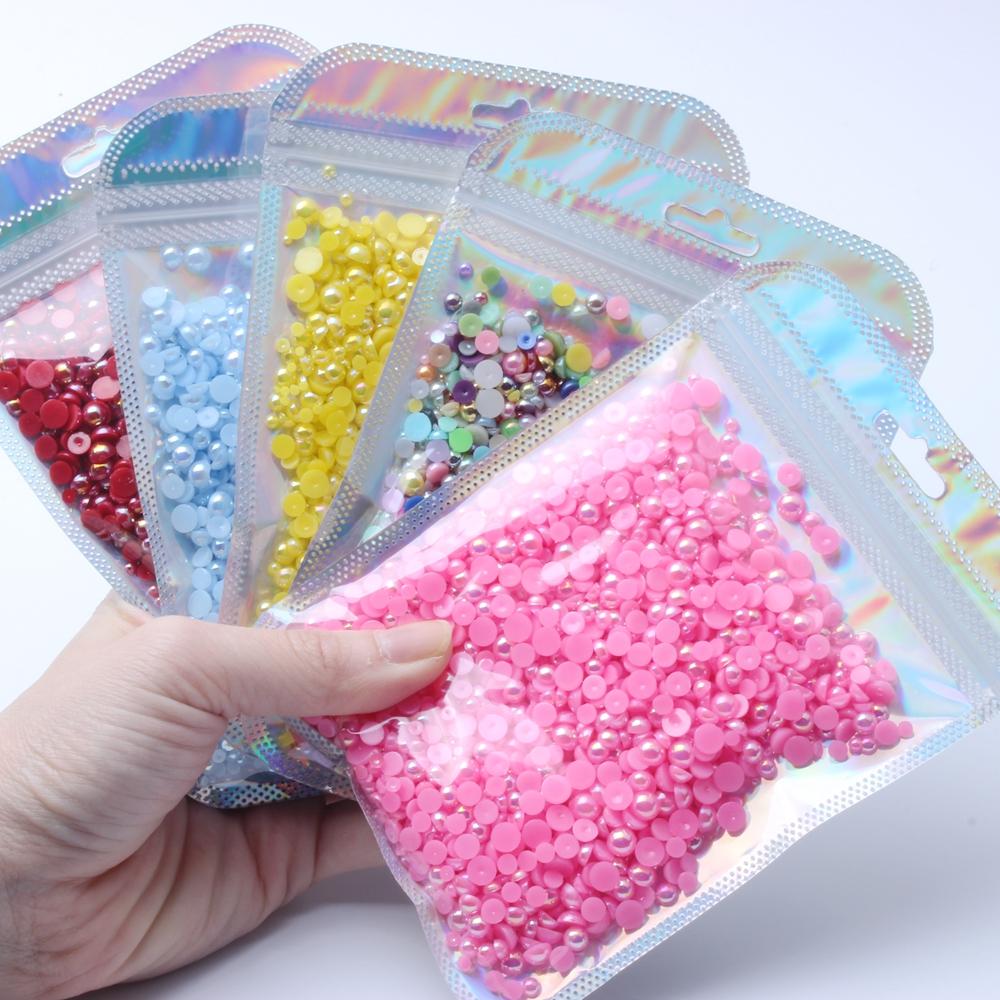 Resin Half Round Flatback Beads 2-6mm Mix Size Glue on Loose Rhinestones for Clothes Dresses DIY Crafts Scrapbook Decoration
