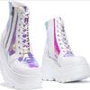 Ladies Platform Boots Designer Goth Cool Motorcyle Women Boots Punk Street Zipper Black Ladies Shoes Cowboy Boots for Women Comfortable Soft Sole Non