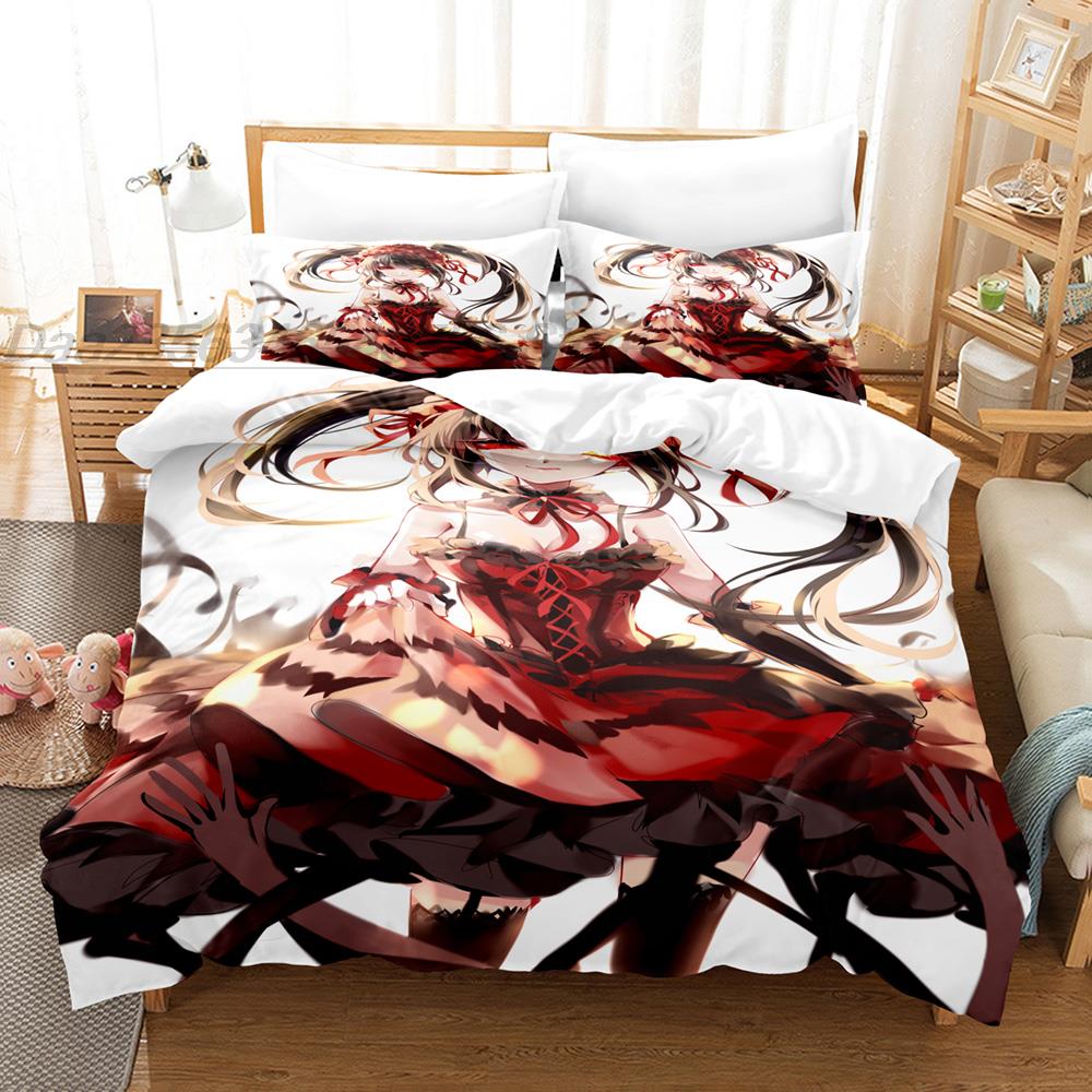 Comforter New Date A Live Tokisaki Kurumi Bedding Set Single Twin Full Queen King Size Bed Set Aldult Kid Bedroom Duvet Sets 3D