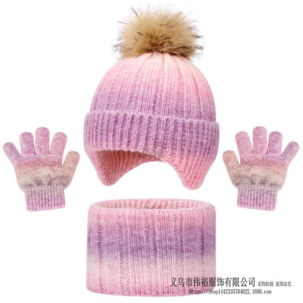 Conjunto de Invierno Cálido de Punto para Niños Gorro con Pompón Bufanda Guantes Set de 3 Piezas o Gorro Individual Protección para los Oídos Cortavientos Para Niños Niñas Clima Frío Exterior