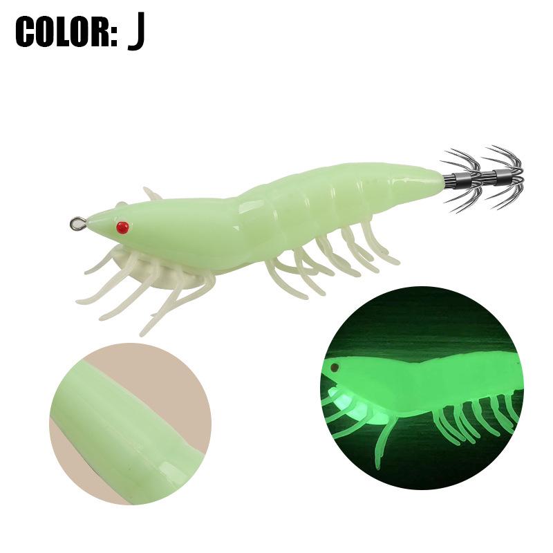 Verstärkter Black King Kong Schirmhaken Leuchtender Tintenfischköder, Simulation Holzgarnele, Langsam sinkend, 8g, 12g, 19.5g für Meeresangeln.