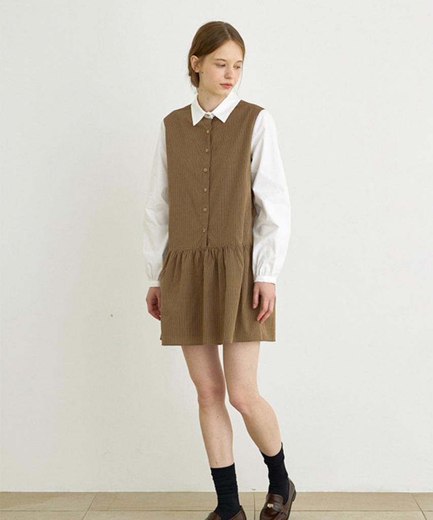 Aejeuipeu Baydon Shirred Dress (Brown)