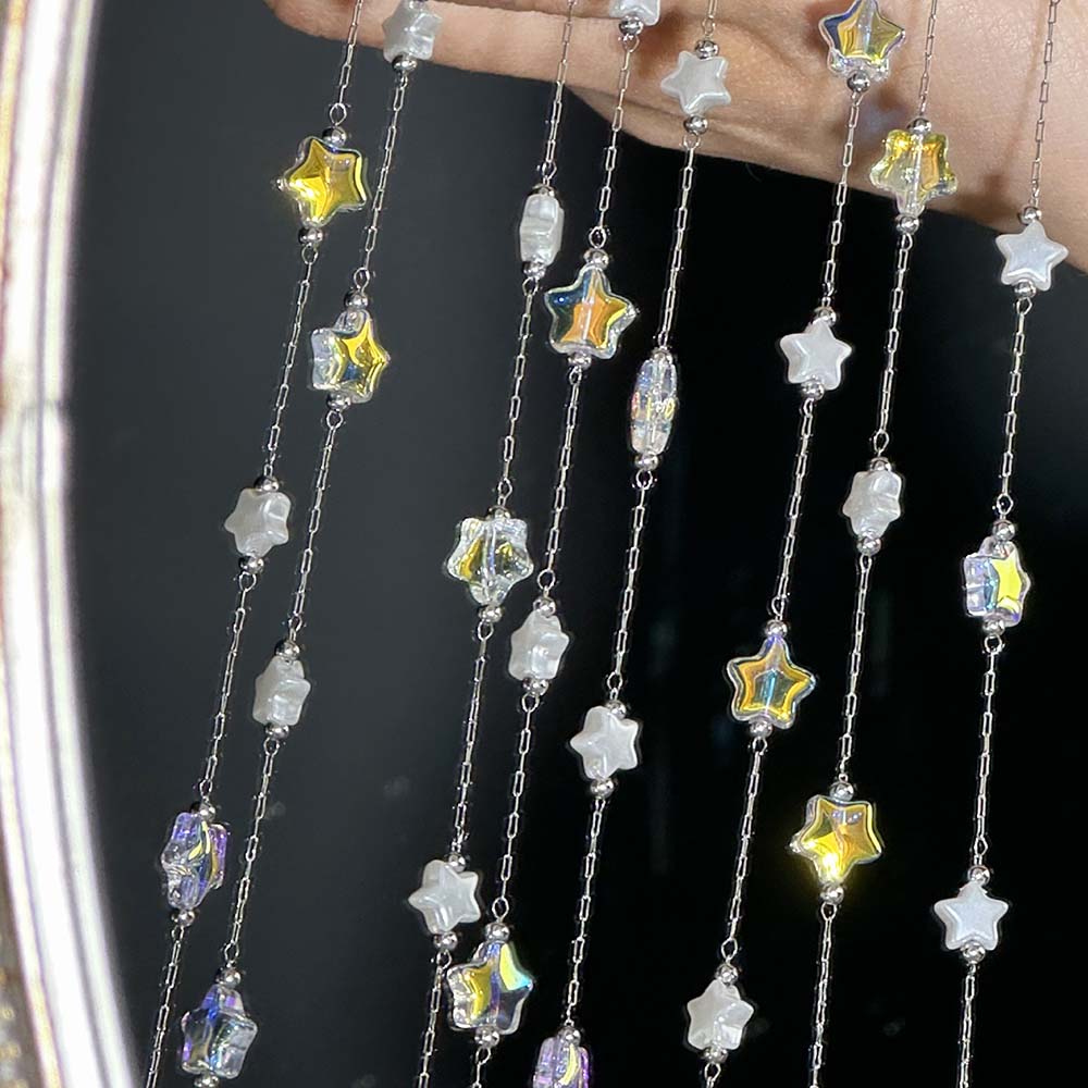 

0.5M 1M Colorful Crystal Cute Cat Star Ball Beaded Chain Stainless Steel Beading Chains for DIY Beaded Bracelet Jewelry Findings 0.5 meter