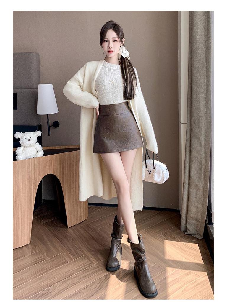 A-line High-Waisted PU Leather Skirt - Short, Sexy & Versatile for Women, 2025 Autumn/Winter Fashion