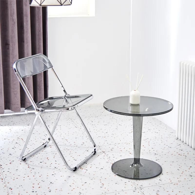 Kreatywny akrylowy stolik boczny, stolik narożny, mały okrągły, nowoczesny, biurko, negocjacja, stolik kawowy, przezroczysty, mały stolik kawowy