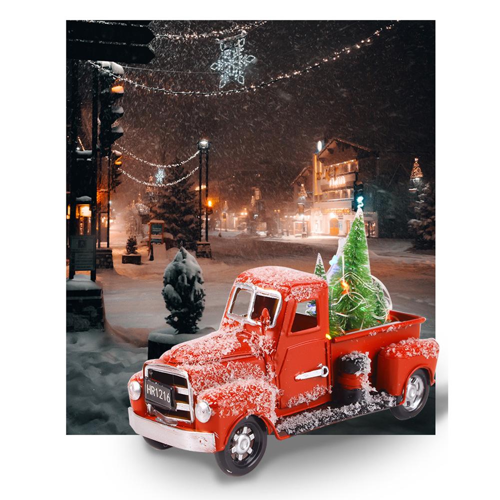 Truck Car Model Christmas Tree Ornaments Vintage Handcrafted Car Crafts With Lights For Christmas Decoration