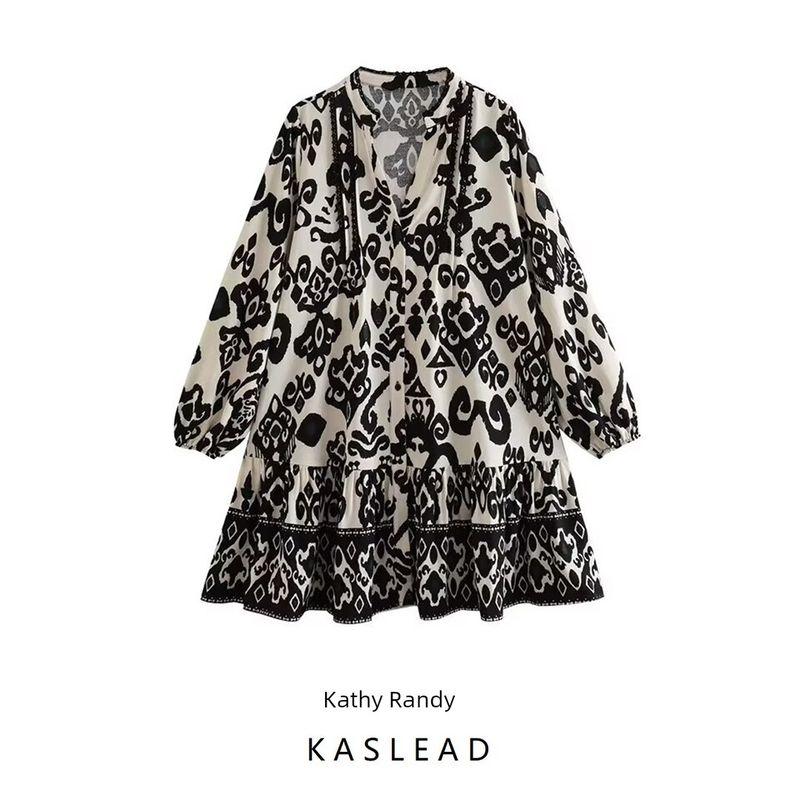 Kaslead New Arrival Women's Clothing Fashion Style Fashion Minimalist Print Mini Dress 9878146