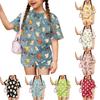 Kids Casual Short Sleeve Shirt and Shorts Set Animal Print Comfortable Lightweight Summer Outfit for Boys and Girls
