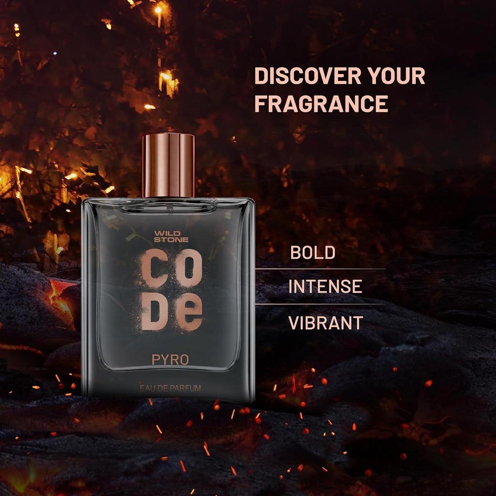 Wild Stone CODE Pyro Eau De Parfum for Men, 100ml|Bold, Intense & Vibrant Fragrance| Luxury Men Perfume with Long Lasting Aroma