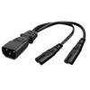 IEC320 C14 To IEC320 C7+IEC320 C7 AC-Power Adapter Cable, 3 Terminals Male To Female Power Connector Cord Wire