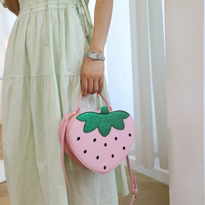 Strawberry shaped crossbody bag for ladies  fun creative bag  feminine travel bag  clutch for girls
