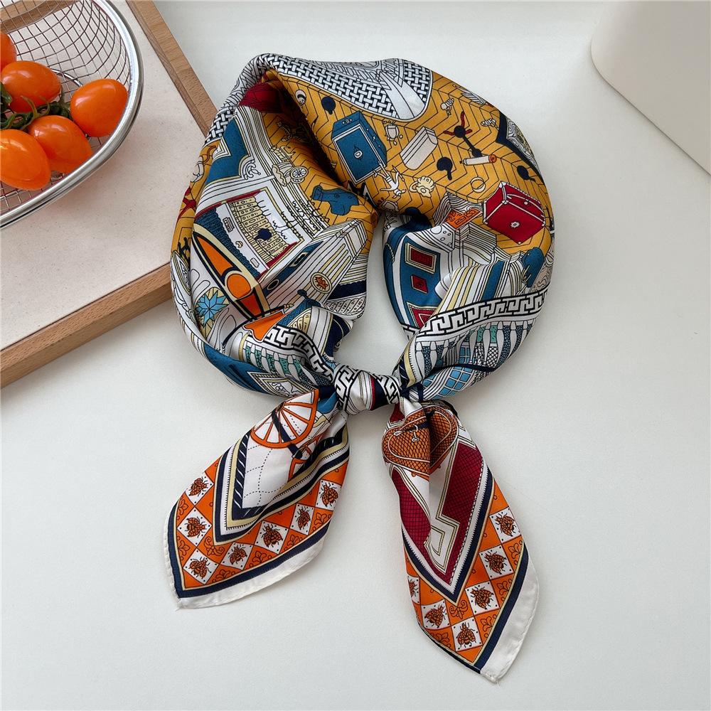 70*70cm New Luxury Square Scarf Silk Scarves Women Neck Hair Tie Band Hijab Kerchief Head Headband Smooth Bandana Female Foulard