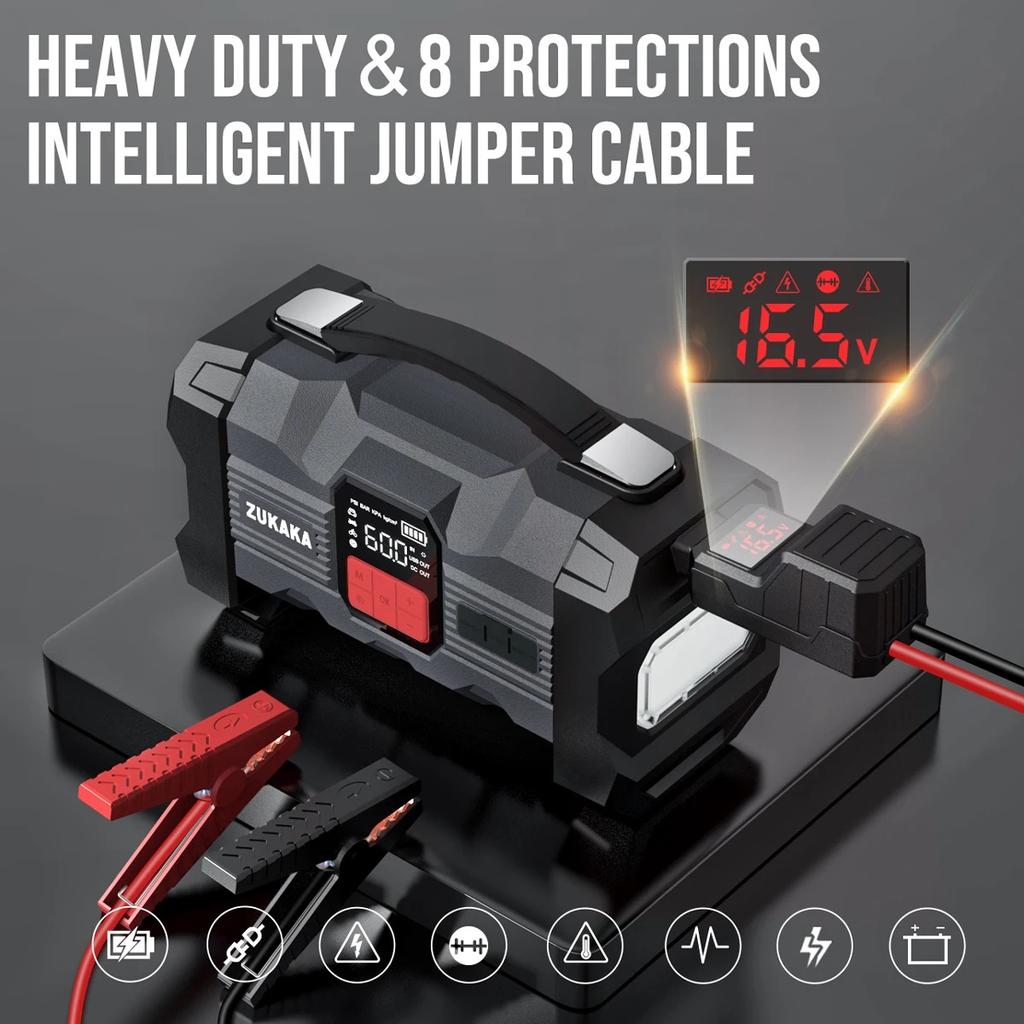 ZUKAKA Car Jump Starter Air Pump 150PSI Tyre Compressor 4000A Starter Device 26800mAh Power Bank Digital Inflatable Pump