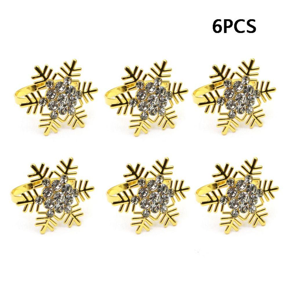 6pcs/pack Metal Snowflakes Shape Napkin Rings Silver Gold Towel Ring Fashion Napkin Holder Wedding