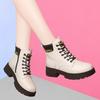 British Martin Boots Women's New Winter Leather Shoes White Platform Short Boots Spring and Autumn Boots Single Boots