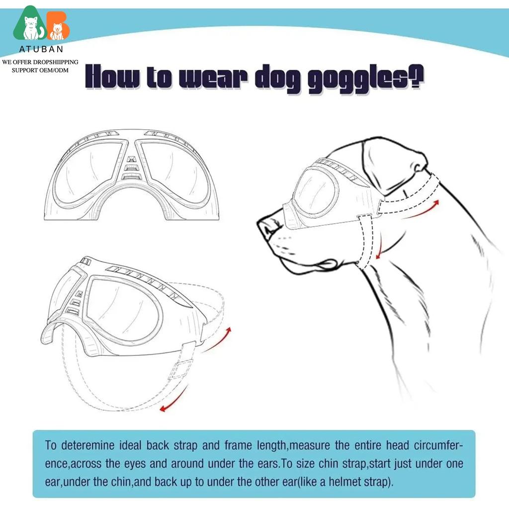 Okulary dla psa Duża rasa Anti-UV Przezroczyste okulary przeciwsłoneczne dla psa średniej i dużej rasy Wiatroszczelne Przeciwpyłowe Przeciwmgielne Miękkie okulary dla psa
