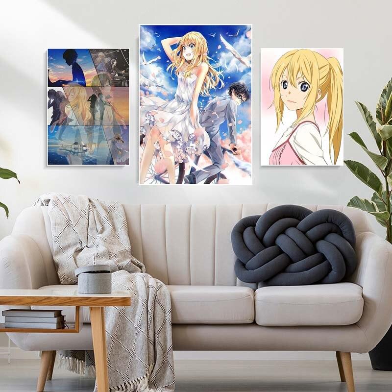 Japanische Anime Your Lie In April Poster weiß beschichtetes Papier Wandaufkleber Home Decor Wandbild Wohnzimmer Bar Dekoration Malerei