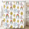 Cute Sunflower Moon Rainbow Cloud Shower Curtain Home Decor Bathroom Liner Kids Gift Creative Modern Waterproof Fabric 180X274Cm