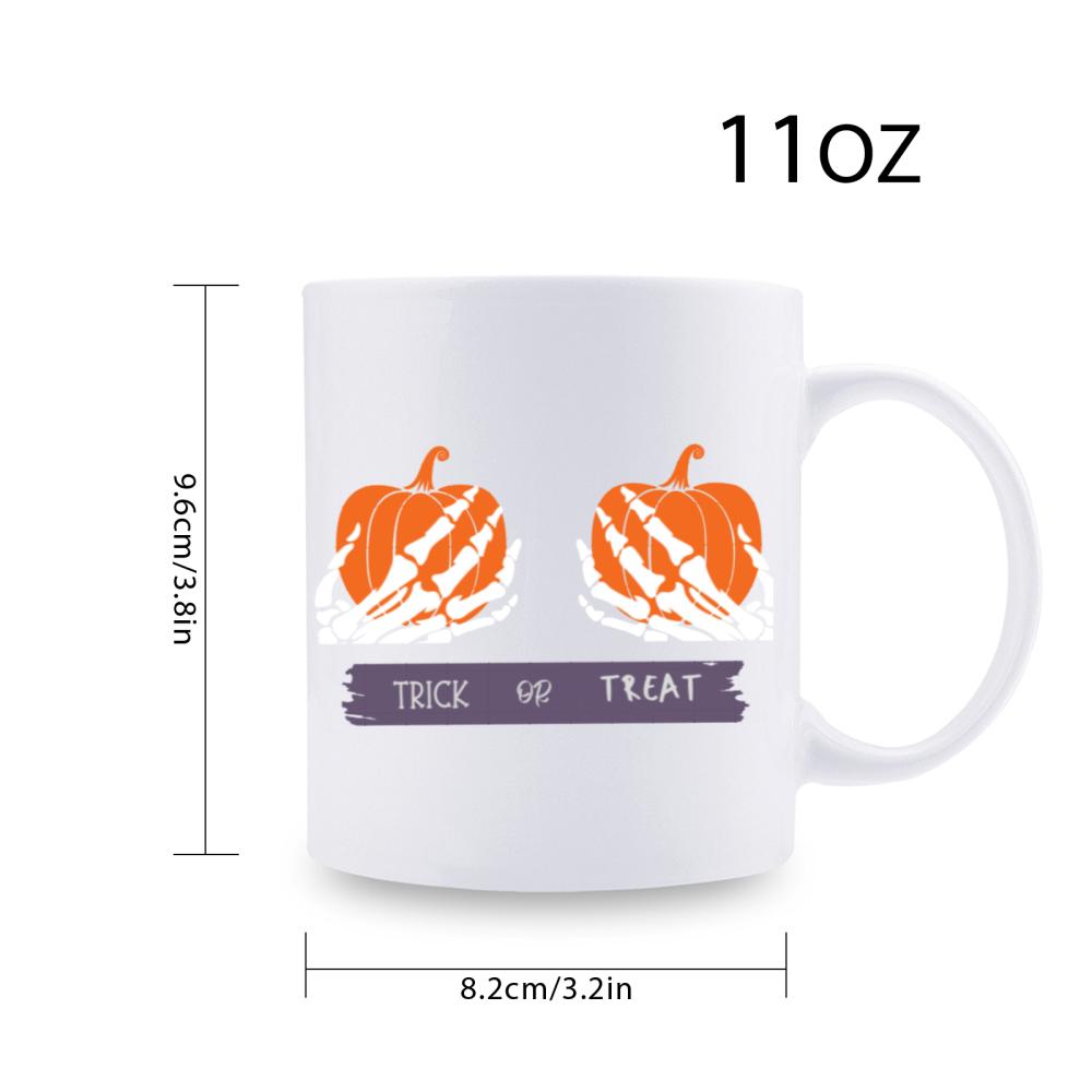 1pc 3A Grade 11 Oz Pumpkin Skeleton Ceramic Coffee Mug for Room Halloween Decoration Birthday Christmas Holiday Gift